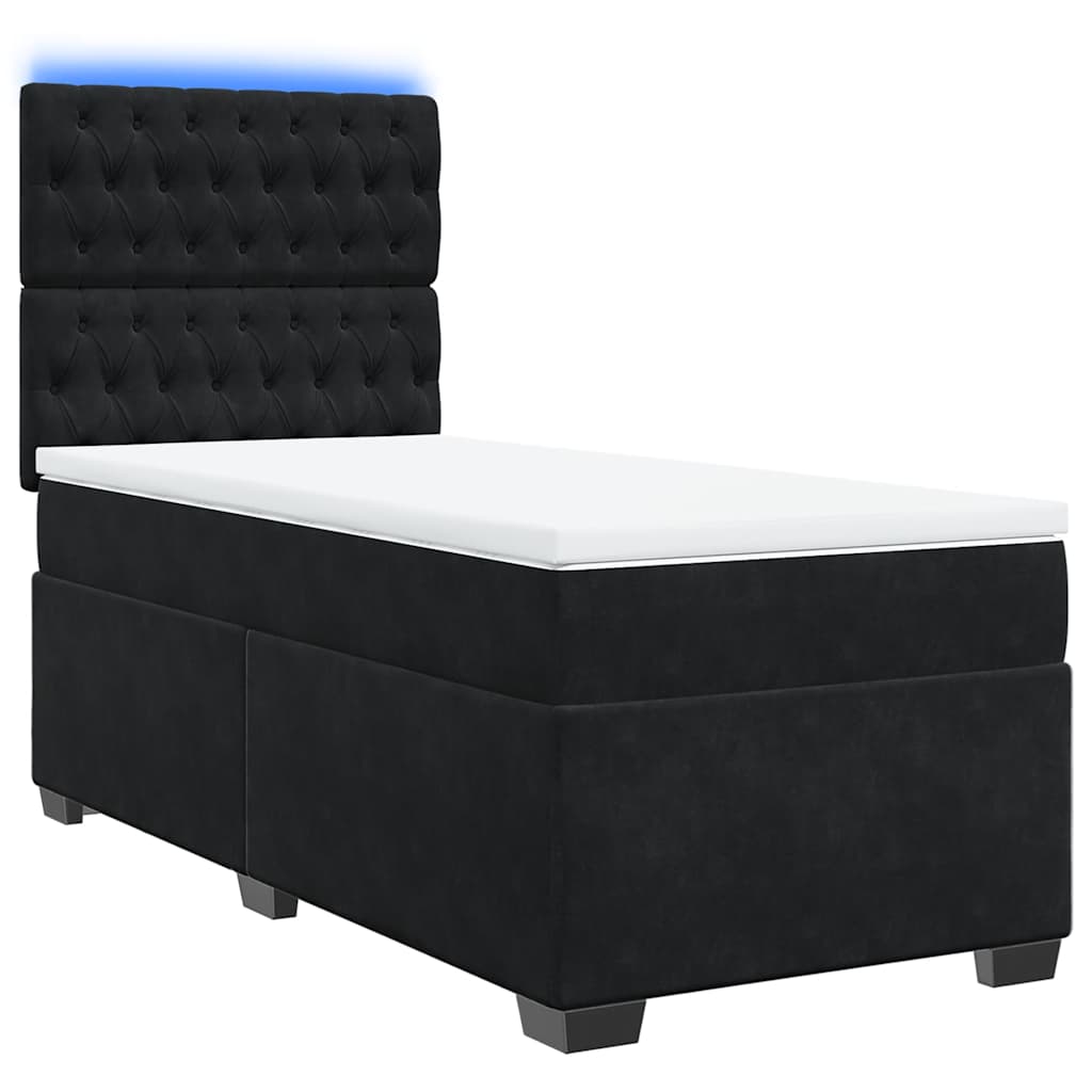 Cama com molas/colchão 90x190 cm veludo preto