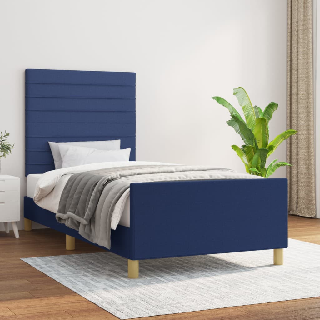 Estrutura de cama sem colchão 90x200 cm tecido azul