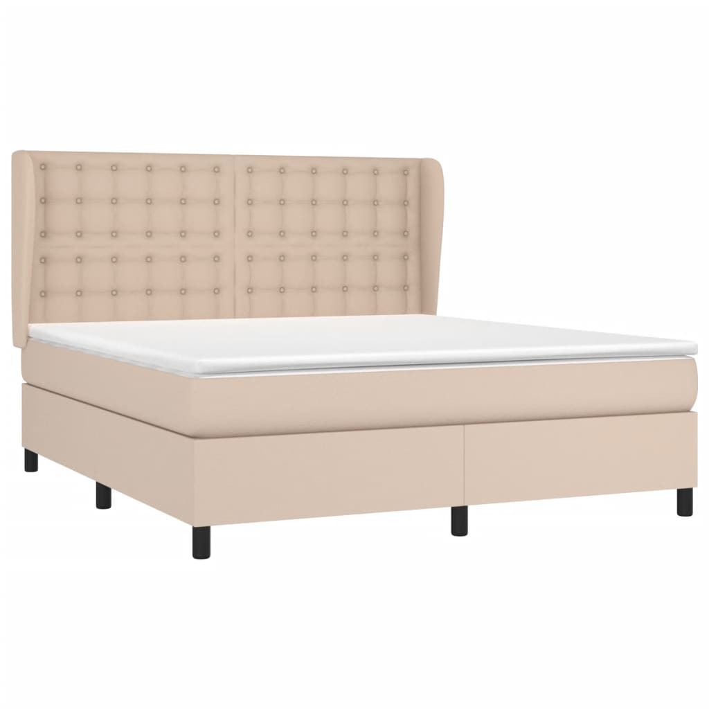 Cama com molas/colchão 160x200 cm couro artificial cappuccino