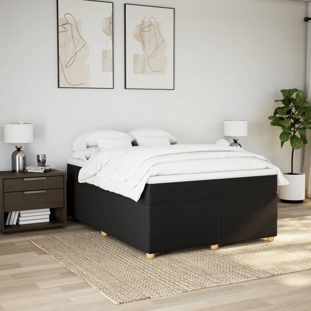 Cama com molas/colchão 140x190 cm tecido preto