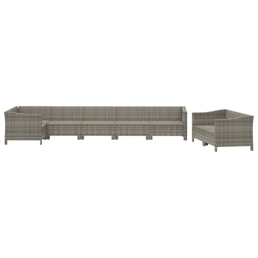 8 Pcs conjunto lounge de jardim c/ almofadões vime PE cinzento