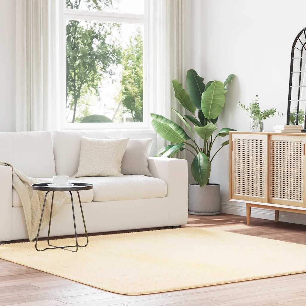 Tapete shaggy de pelo alto navarra 200x200 cm poliéster creme