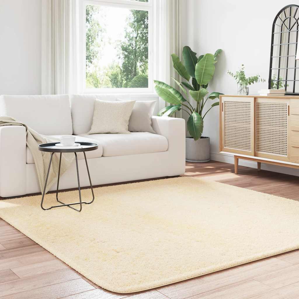 Tapete shaggy de pelo alto navarra 200x200 cm poliéster creme