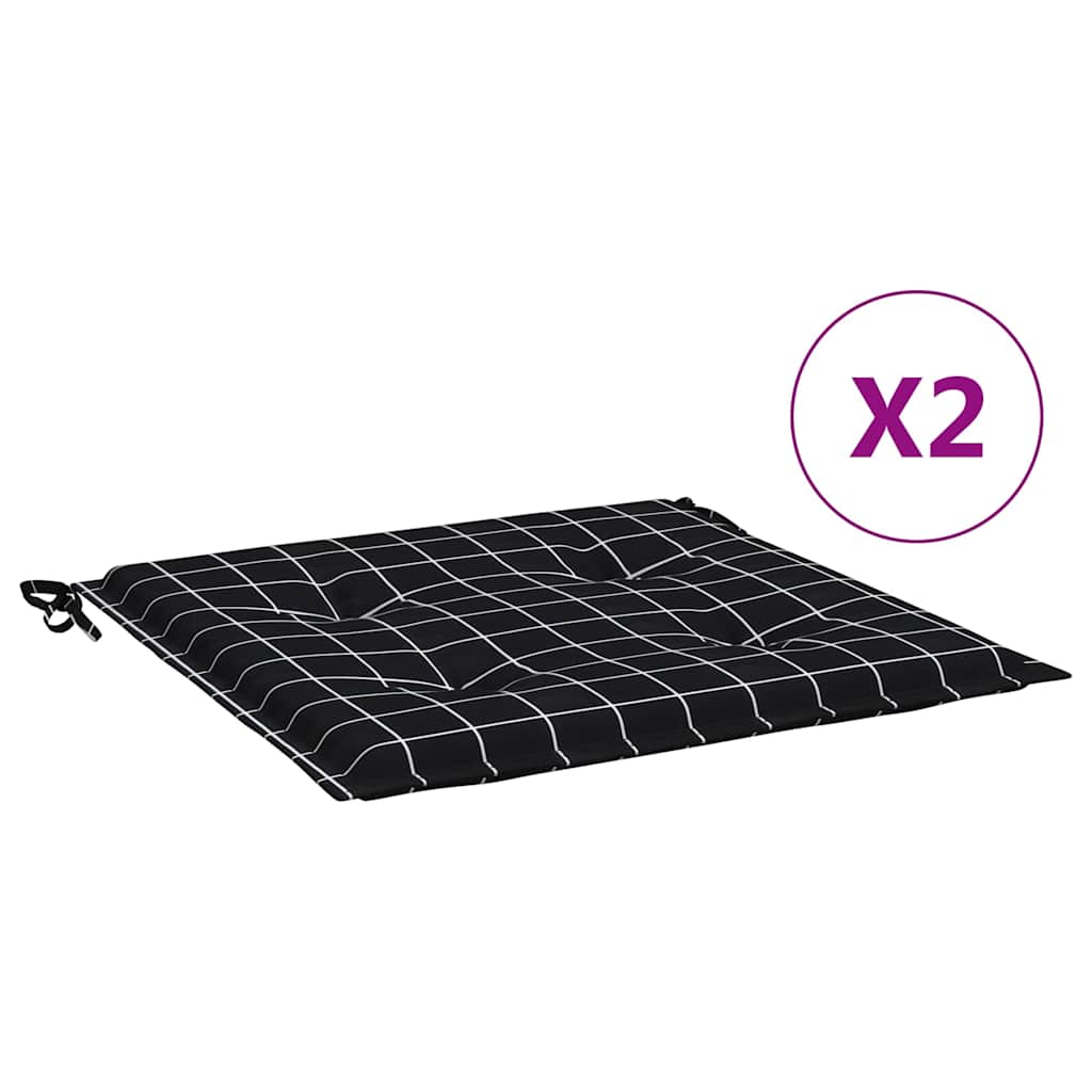 Almofadões p/ cadeira 2pcs 40x40x4cm tecido xadrez preto