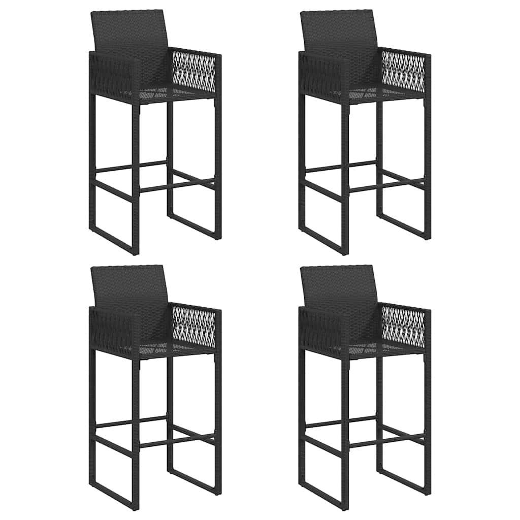 5 Pcs conj. de bar jardim sem almofadões vime PE/acácia preto