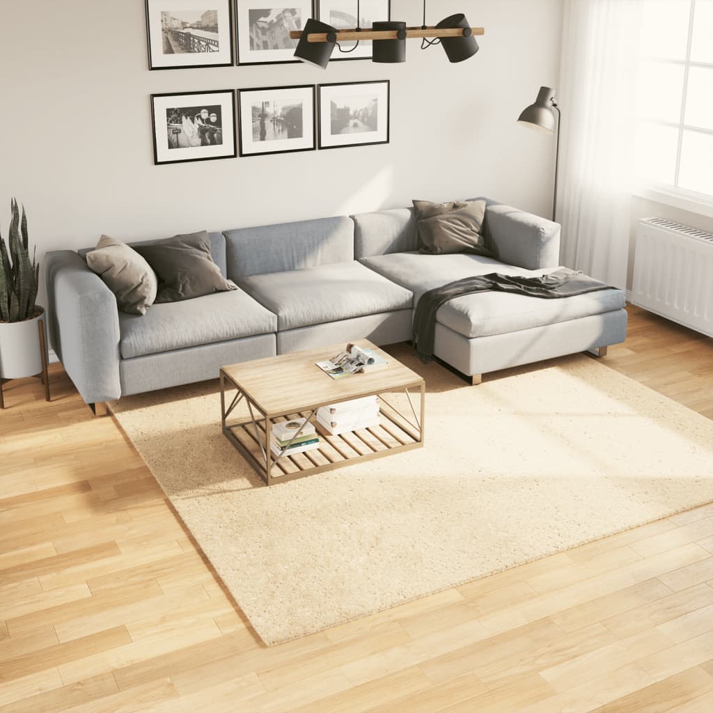 Tapete pelo curto macio e lavável huarte 240x240 cm cor creme