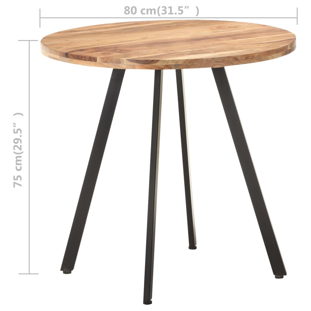 Mesa de jantar 80 cm madeira de acácia maciça