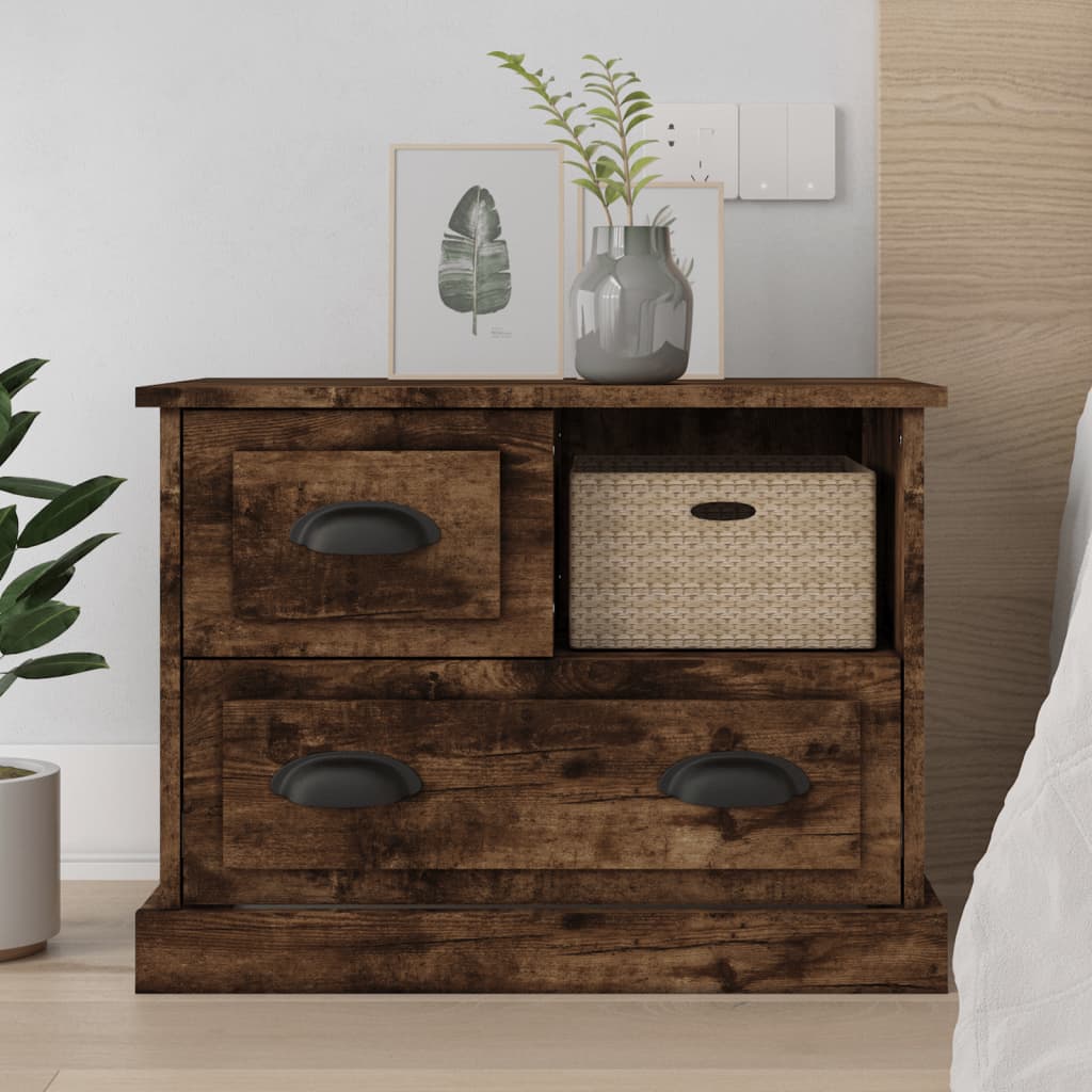 Mesa de cabeceira 60x39x45 cm cor carvalho fumado