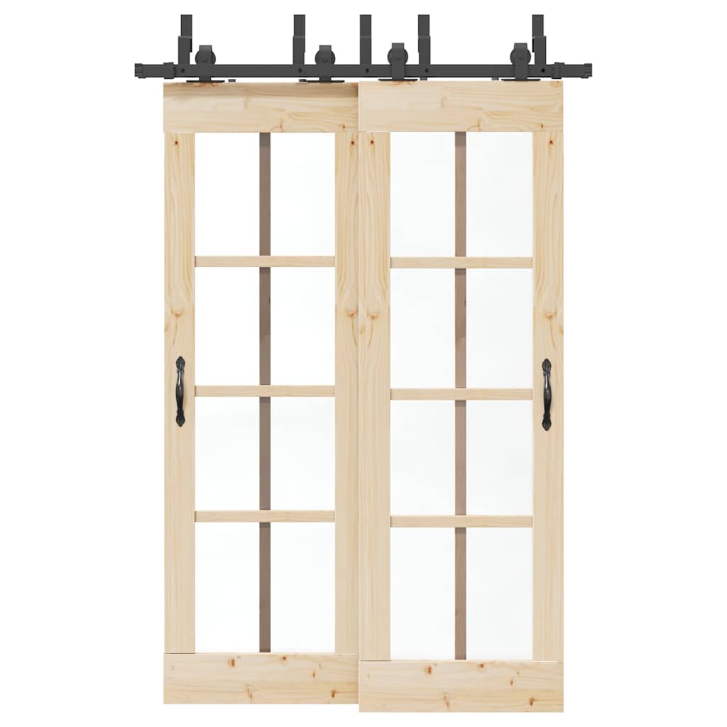 Kit de ferragens para porta deslizante 152,5 cm aço preto