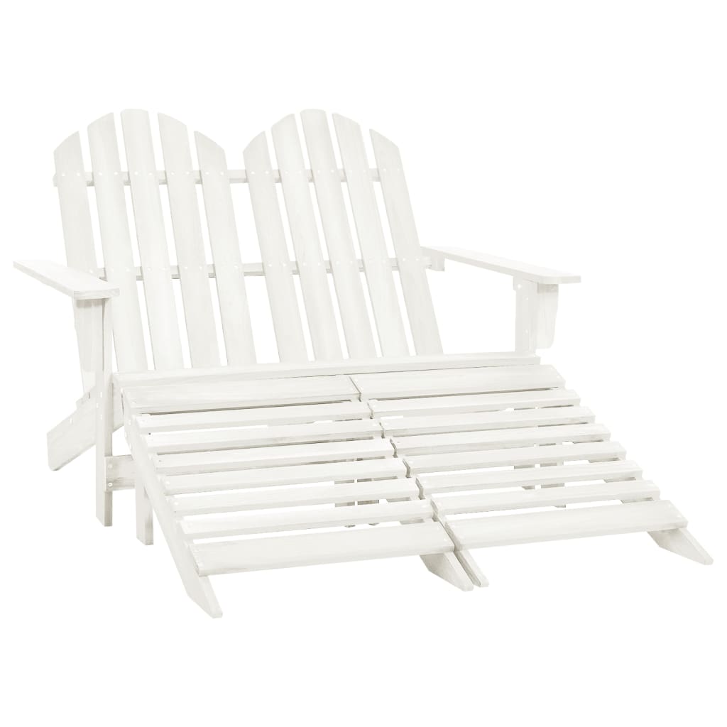Cadeira de jardim & otomano adirondack 2 lugares abeto branco