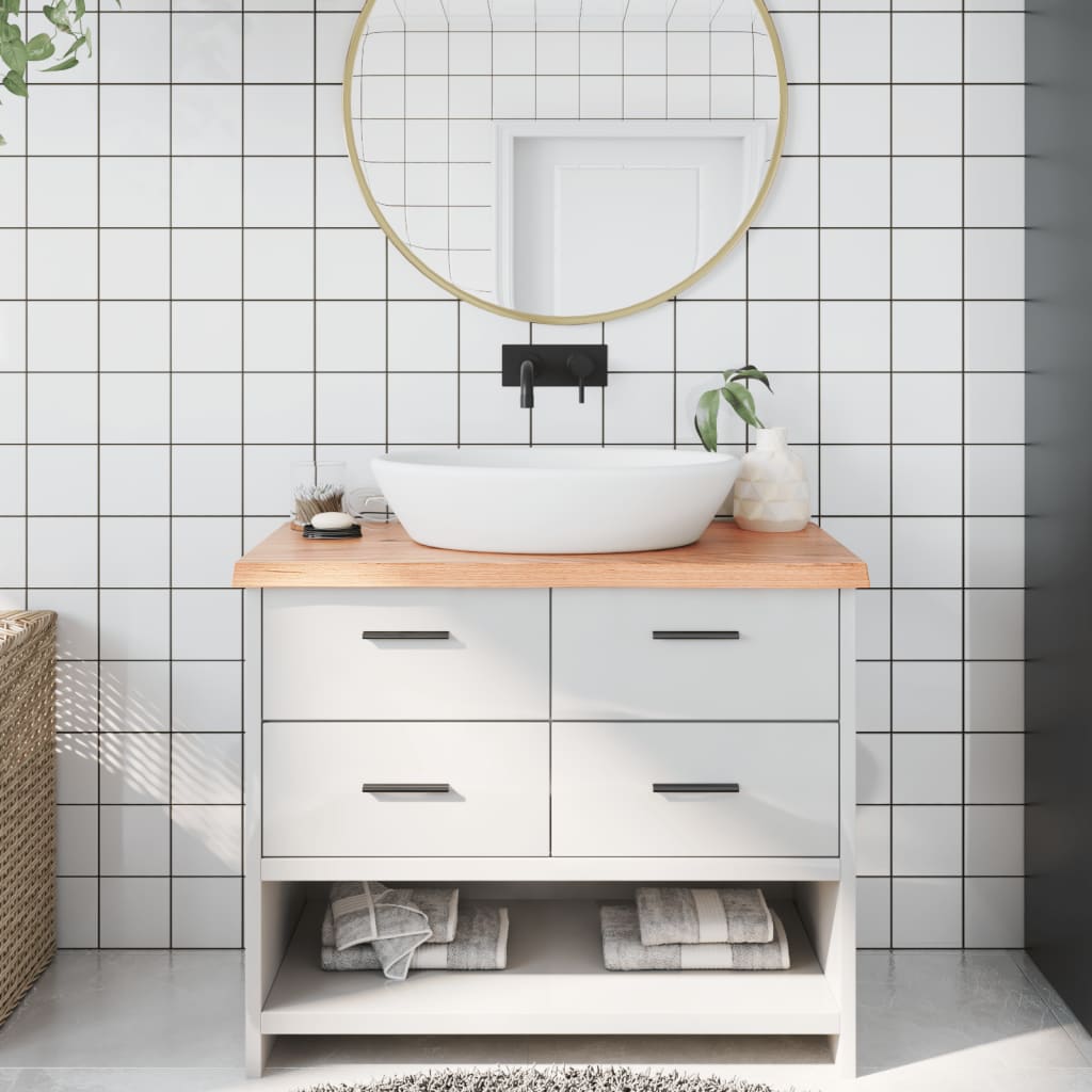 Bancada p/ wc 100x40x(2-4) cm madeira maciça tratada castanho