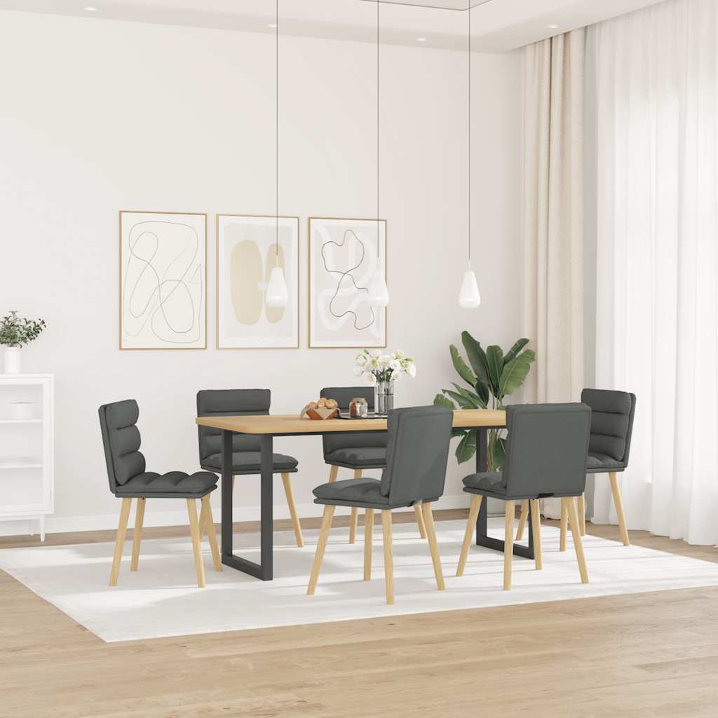Cadeiras de jantar 6 pcs tecido cinzento-escuro