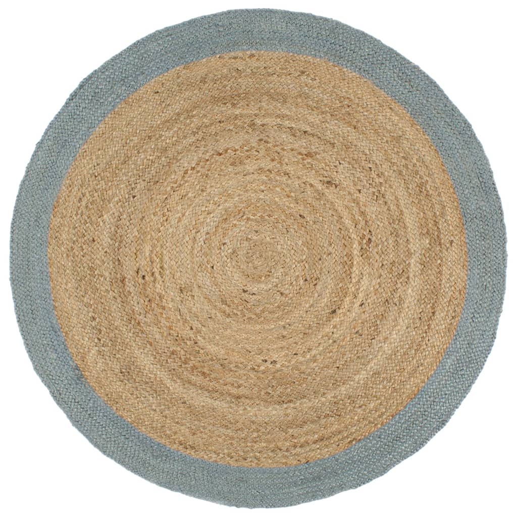 Tapete artesanal em juta com rebordo verde azeitona 210 cm