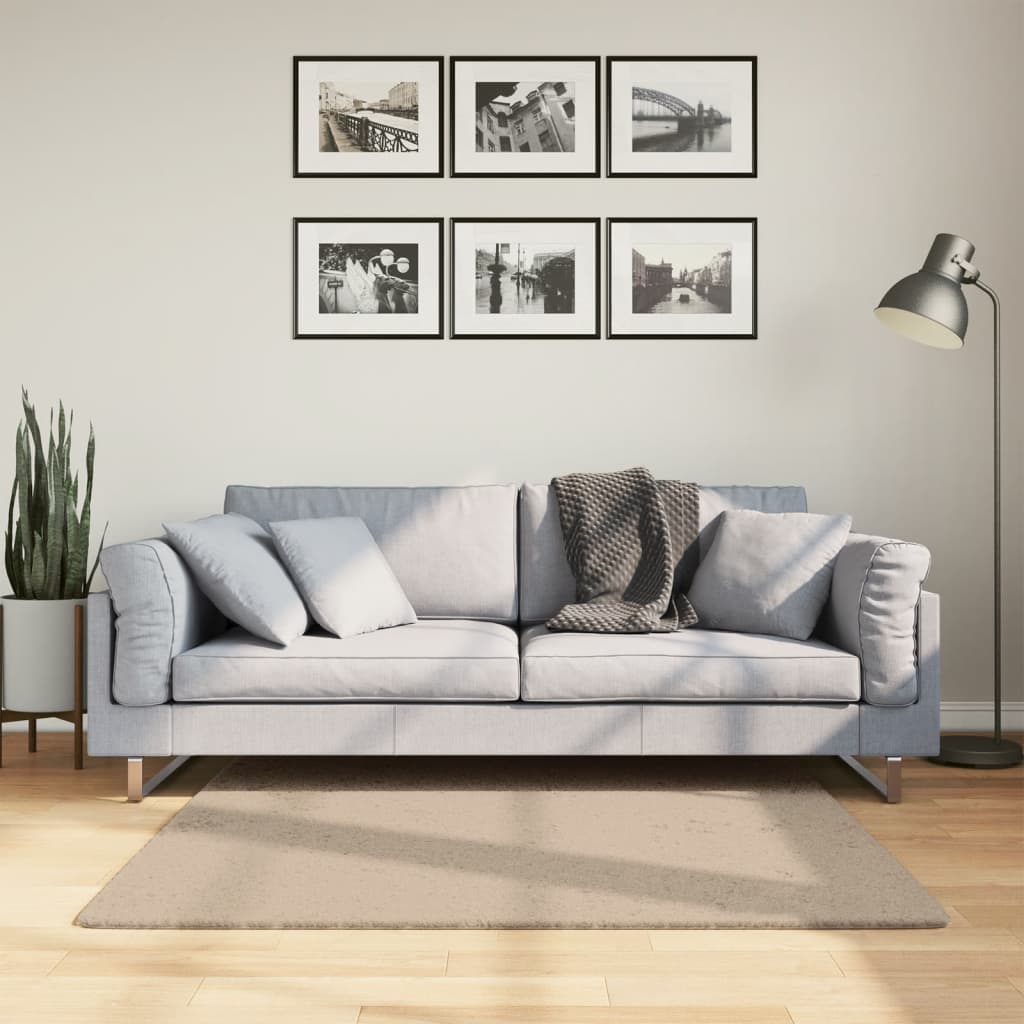 Tapete pelo curto macio e lavável huarte 120x120 cm cor areia