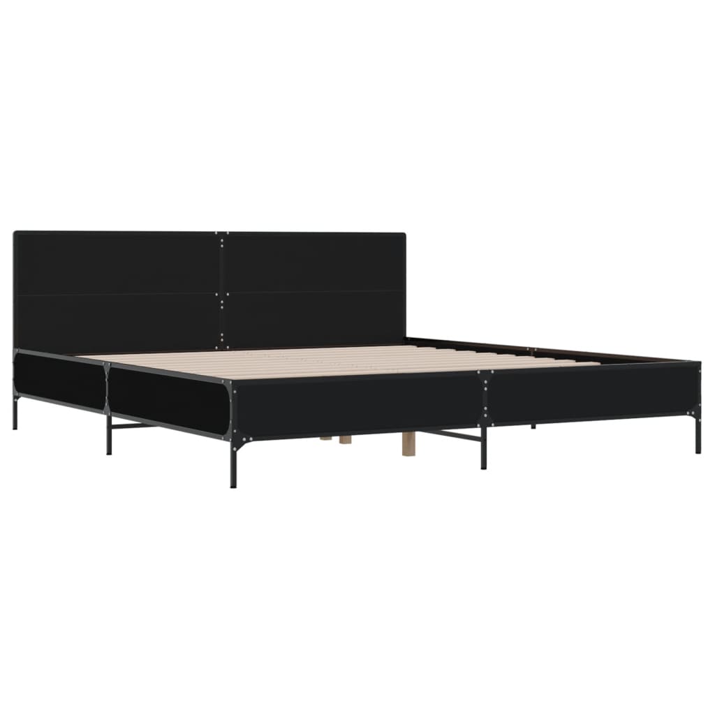 Estrutura de cama 180x200 cm derivados de madeira/metal preto