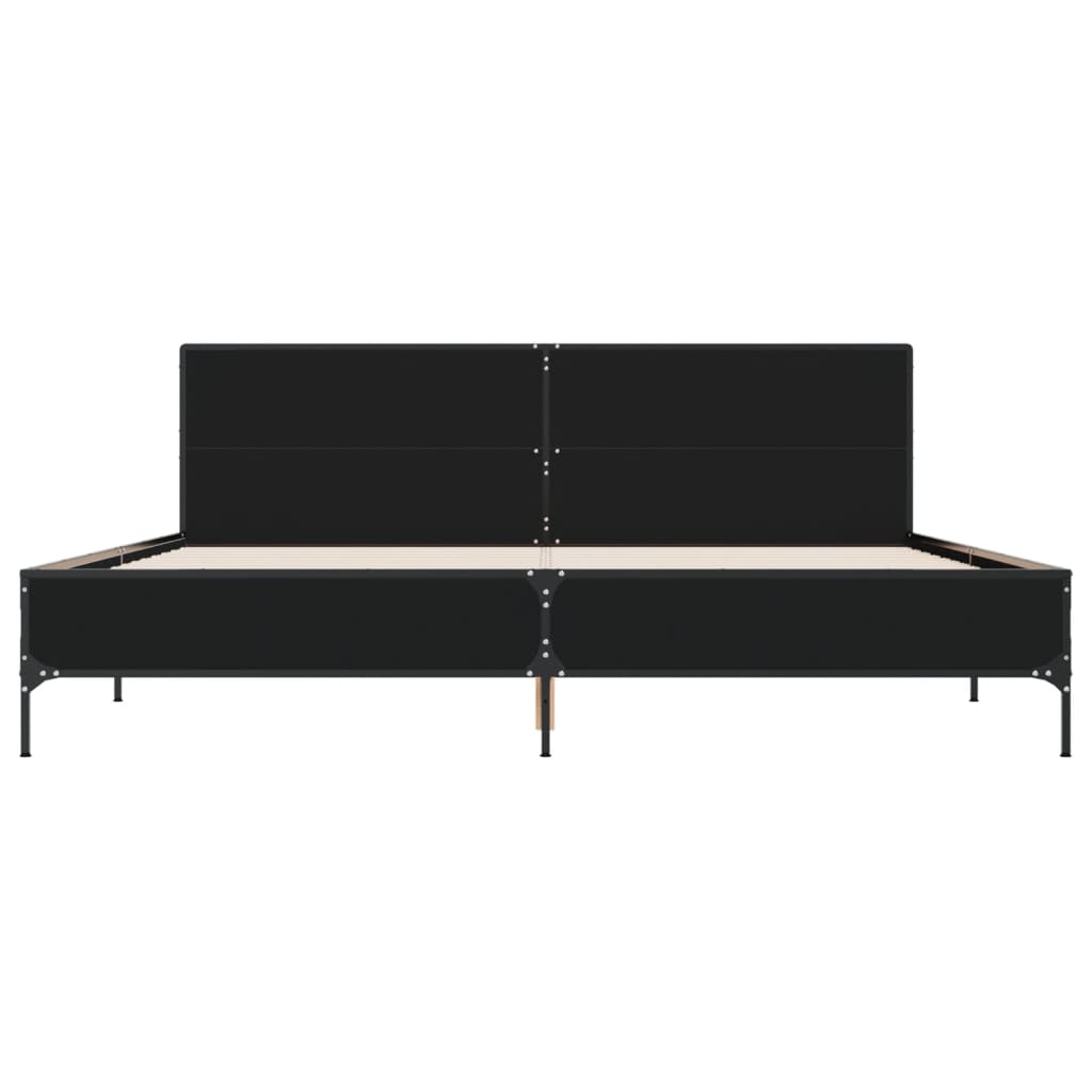 Estrutura de cama 180x200 cm derivados de madeira/metal preto