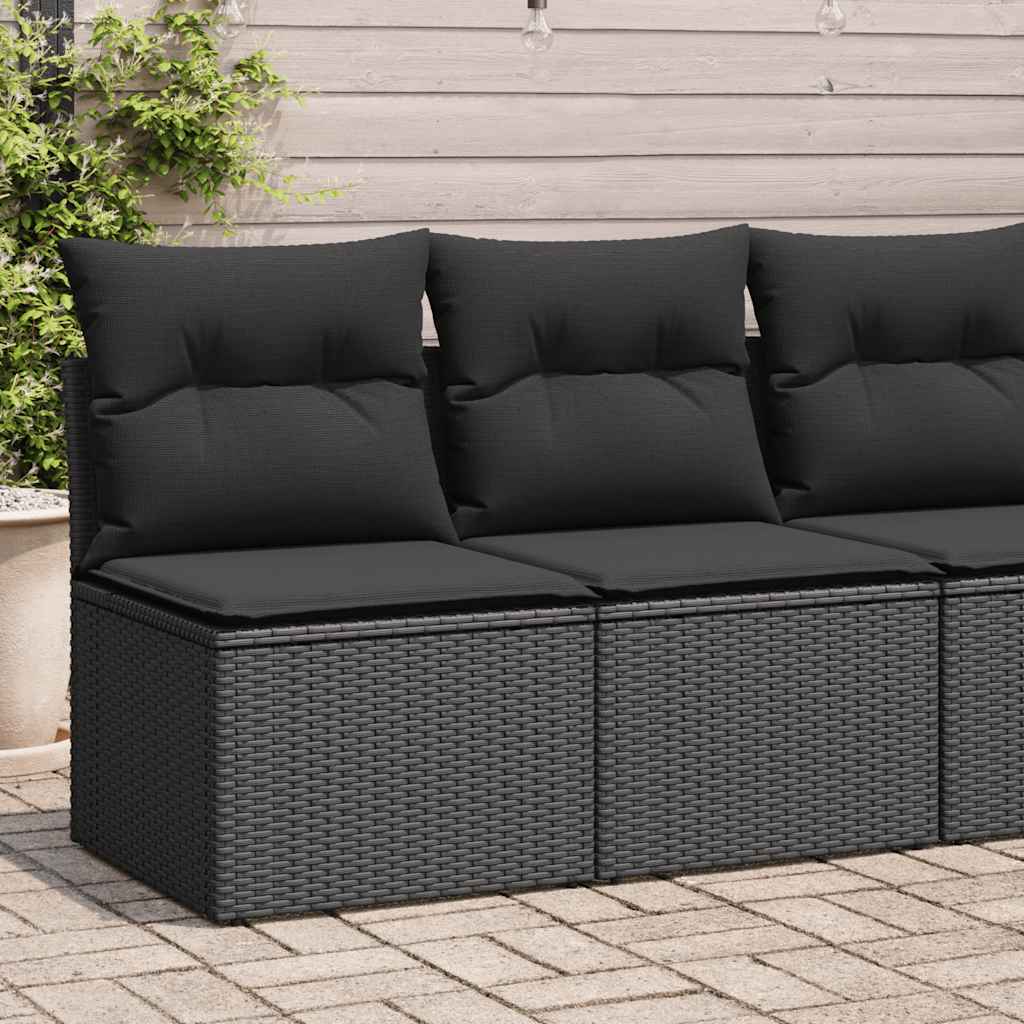 2 Pcs conjunto sofás jardim c/ almofadões vime PE/acácia preto
