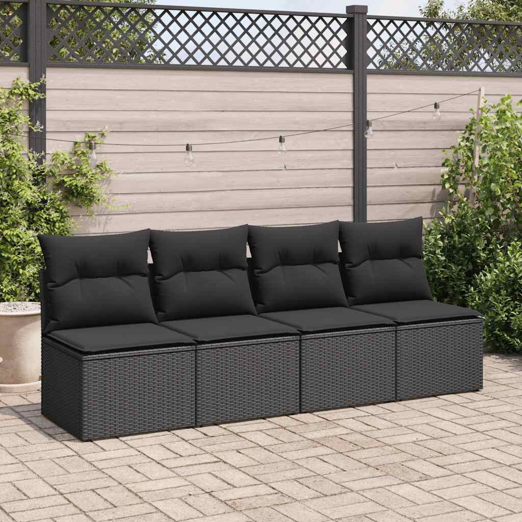 2 Pcs conjunto sofás jardim c/ almofadões vime PE/acácia preto