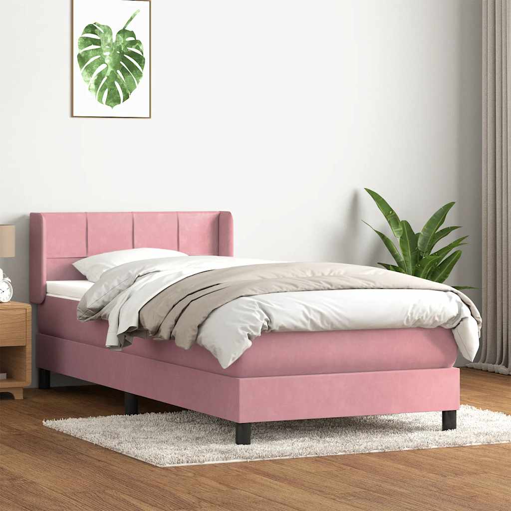 Cama com molas/colchão 80x220 cm veludo rosa