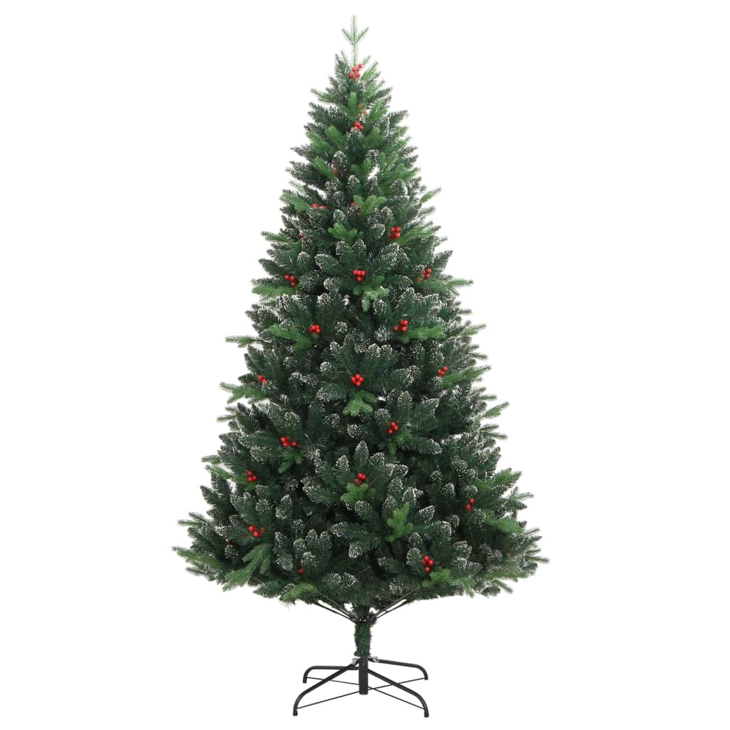 Árvore de natal artificial articulada c/ bagas vermelhas 210 cm