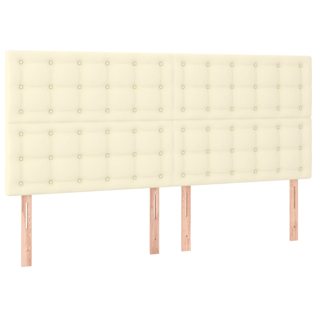 Cabeceira cama c/ LED 160x5x118/128 cm couro artificial crème