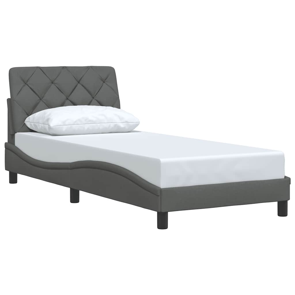 Estrutura de cama sem colchão 90x200 cm tecido cinzento-escuro