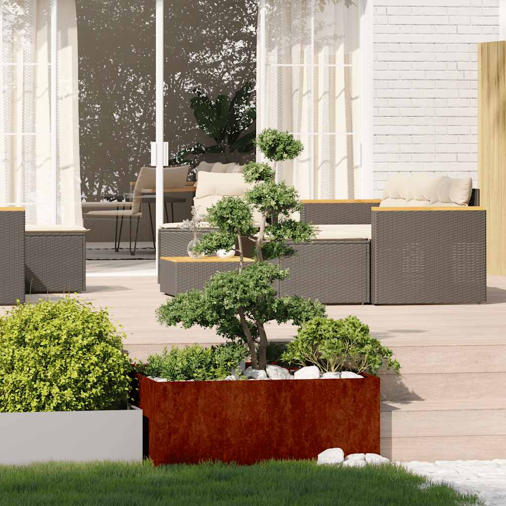 Floreira enferrujada 100x100x40 cm aço resistente