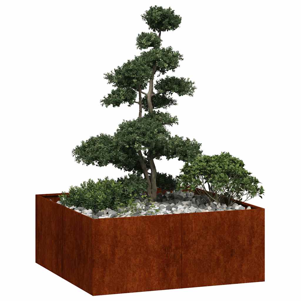 Floreira enferrujada 100x100x40 cm aço resistente