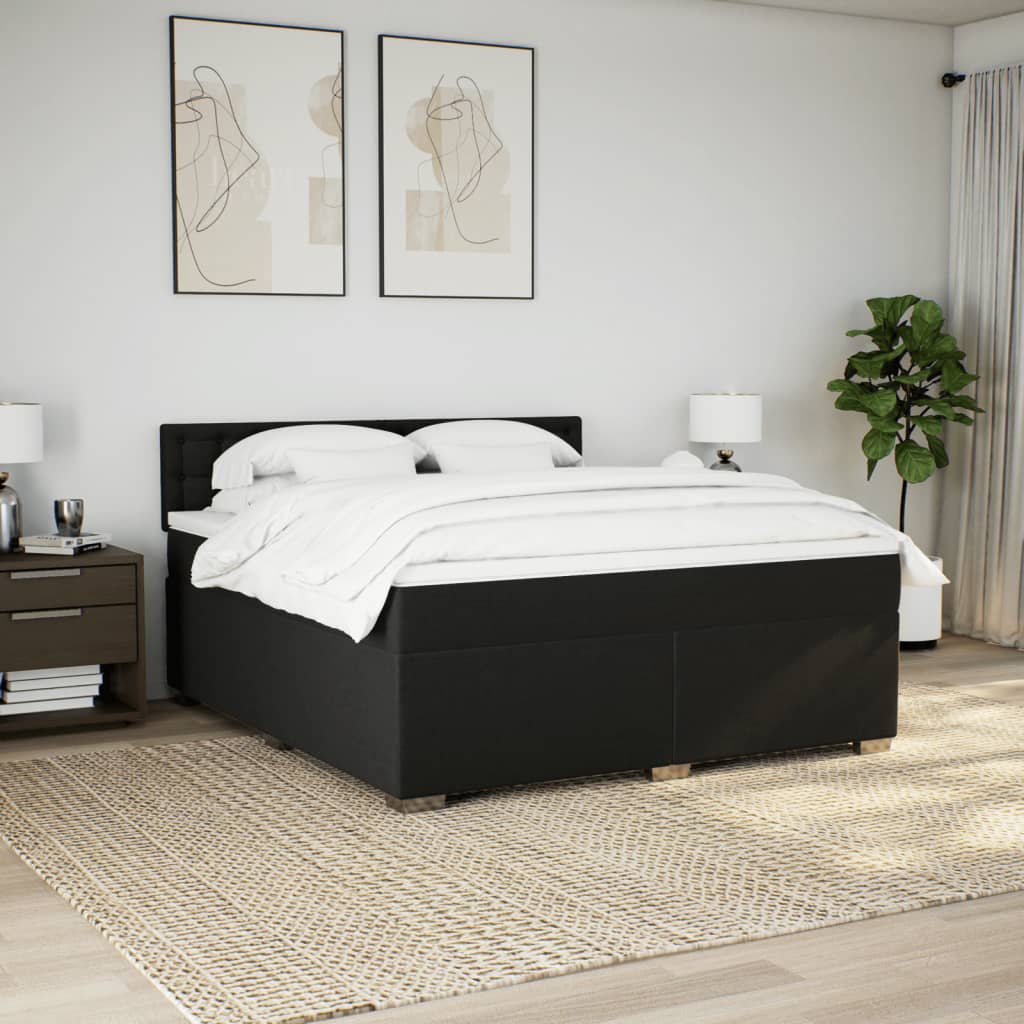 Cama com molas/colchão 180x200 cm tecido preto