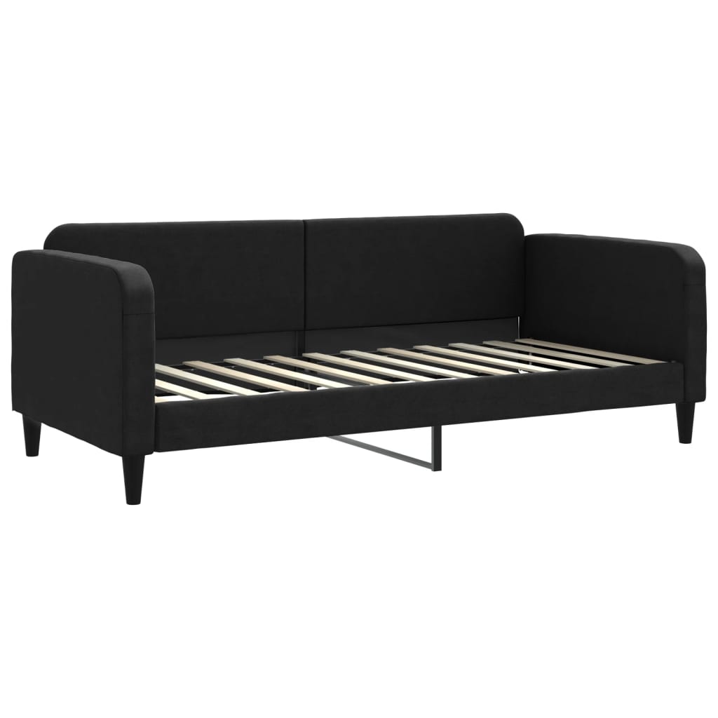 Sofá-cama com gavetão e colchões 90x200 cm tecido preto