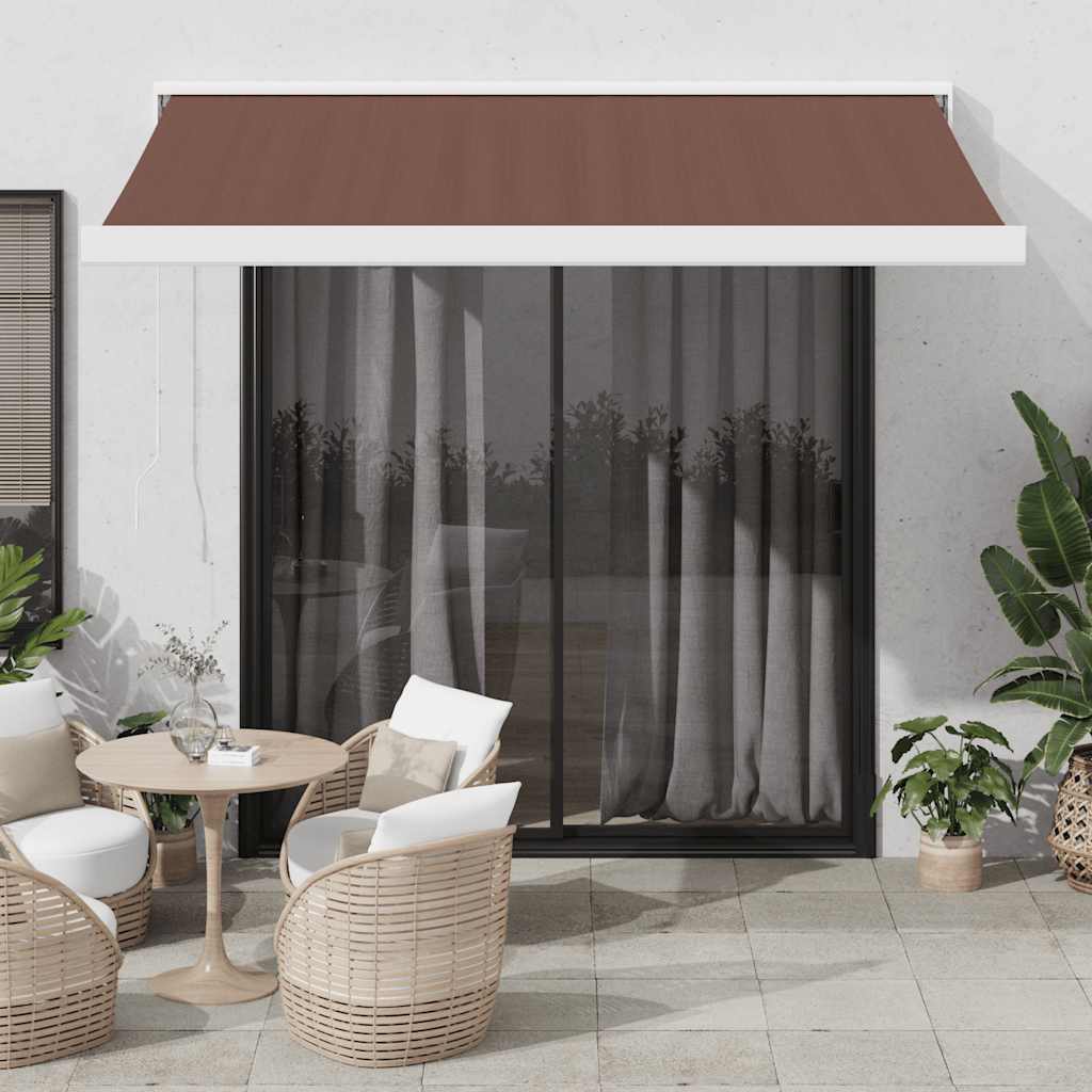 Toldo retrátil manual 350x250 cm castanho