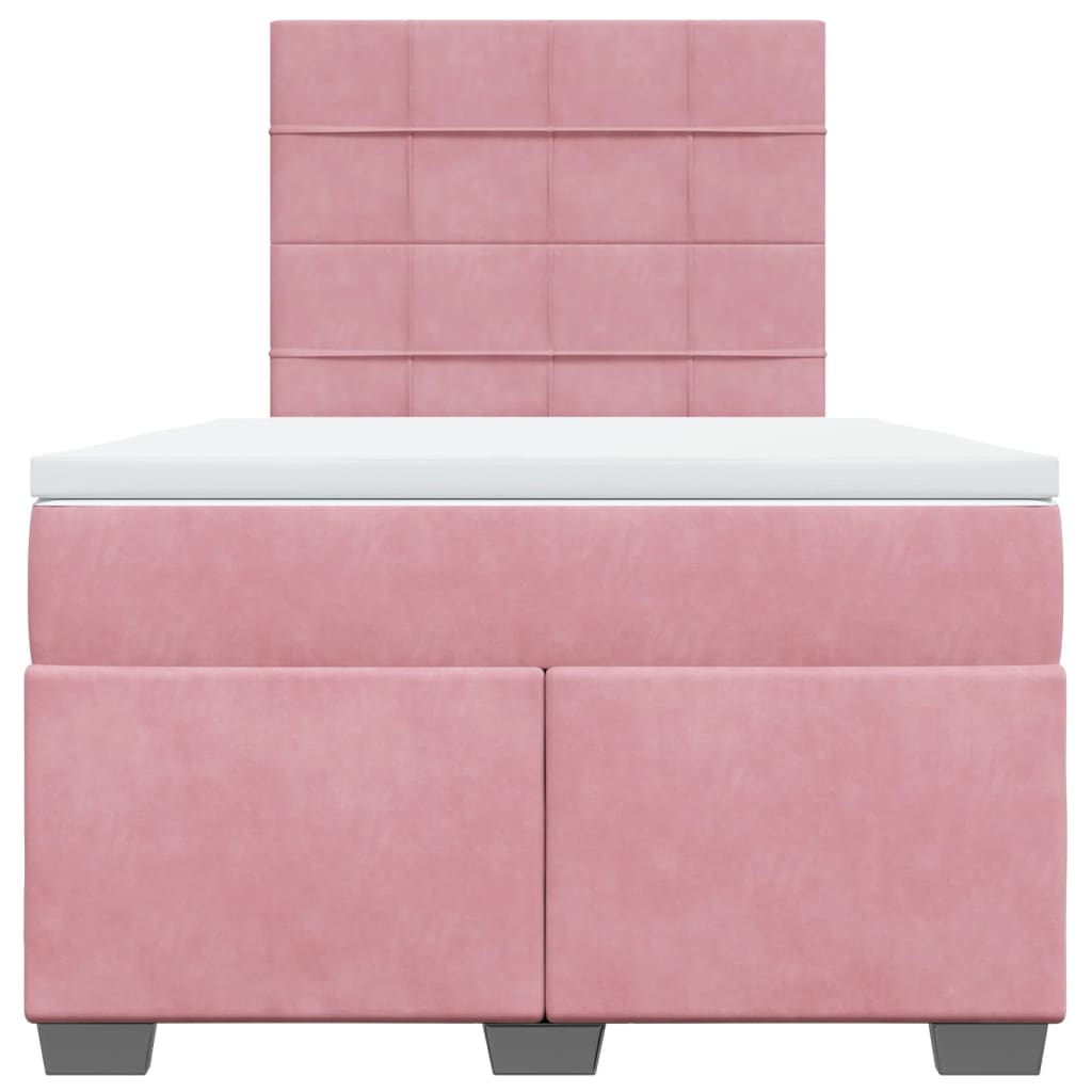 Cama boxspring com colchão 120x190 cm veludo rosa