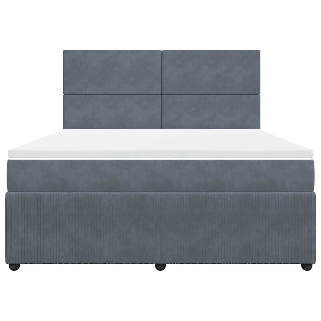 Cama com molas/colchão 180x200 cm veludo cinzento-escuro