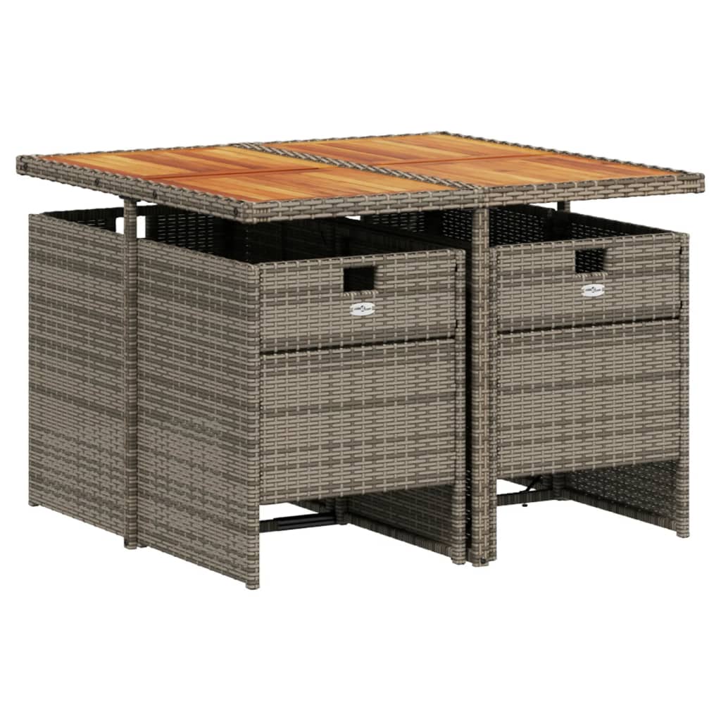 Conjunto de jantar para jardim de 5 peças com almofadas, em rattan sintético cinza