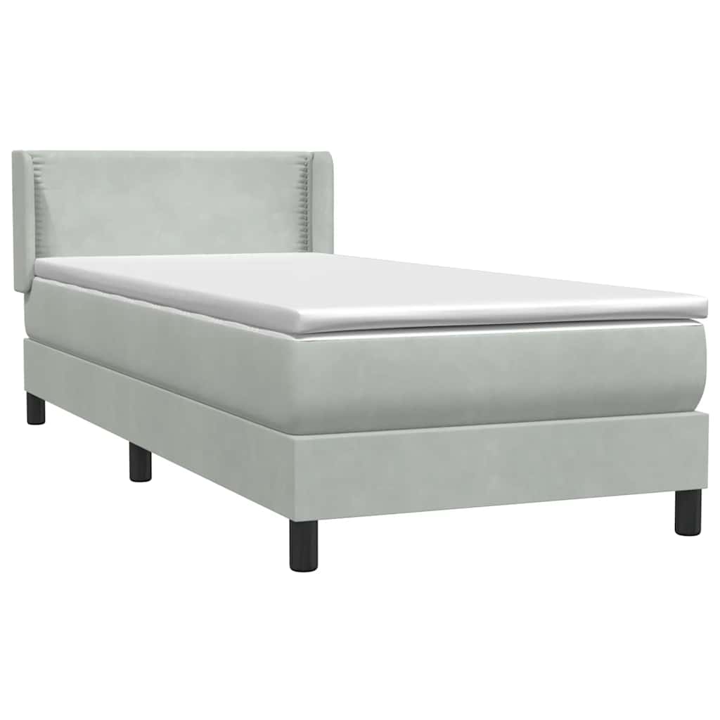 Cama com molas/colchão cinzento-claro 80x220 cm veludo
