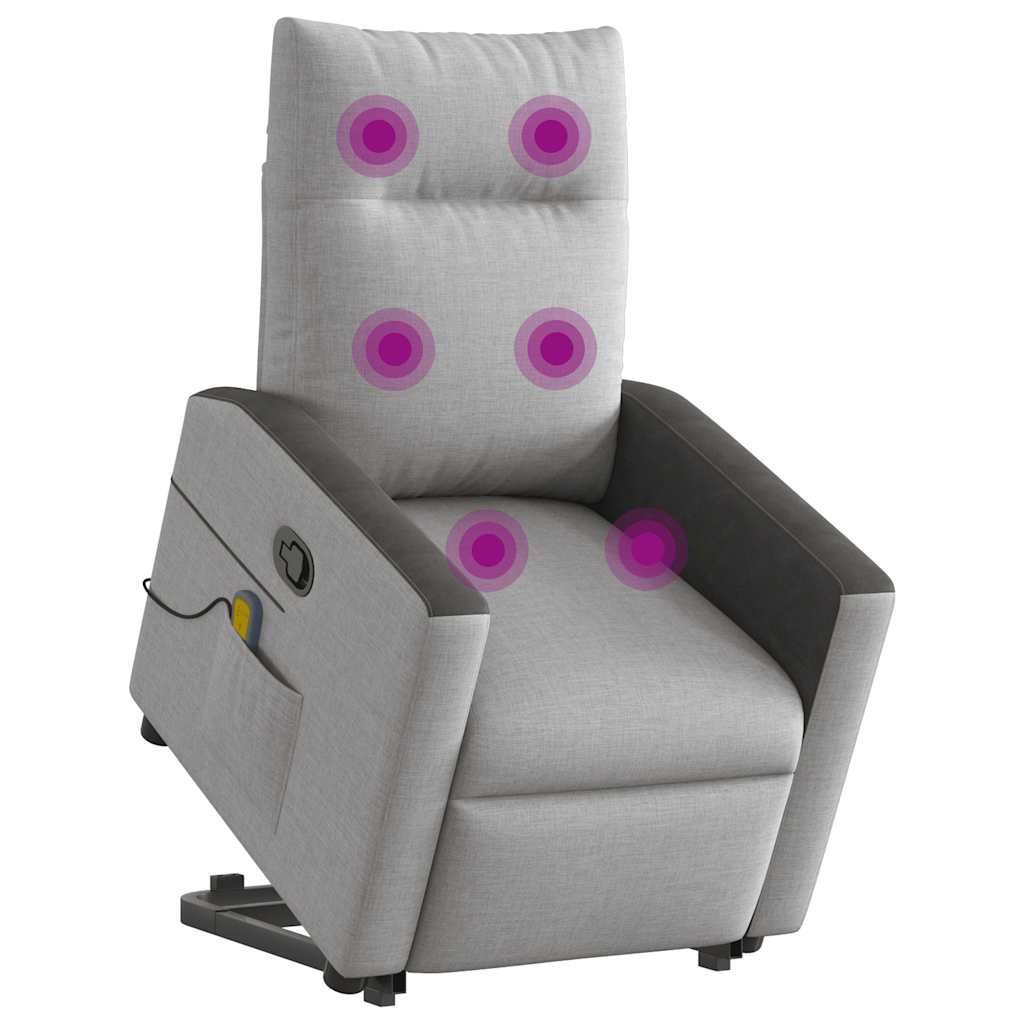 Poltrona elevatória de massagens tecido cinzento-nublado