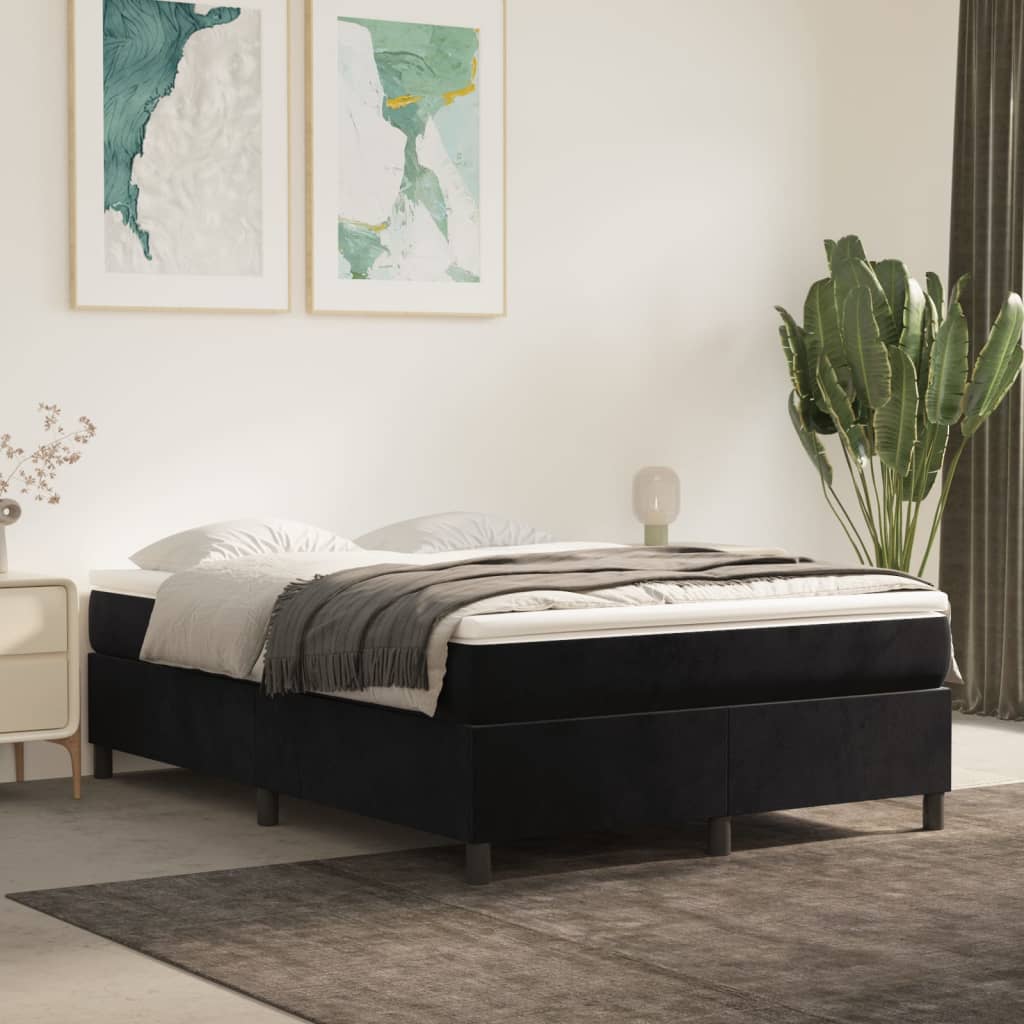 Cama com molas/colchão 140x190 cm veludo preto