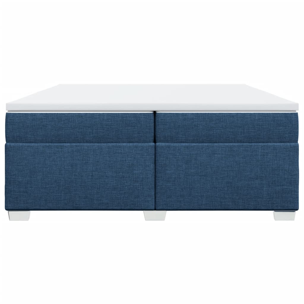 Cama com molas/colchão 200x200 cm tecido azul