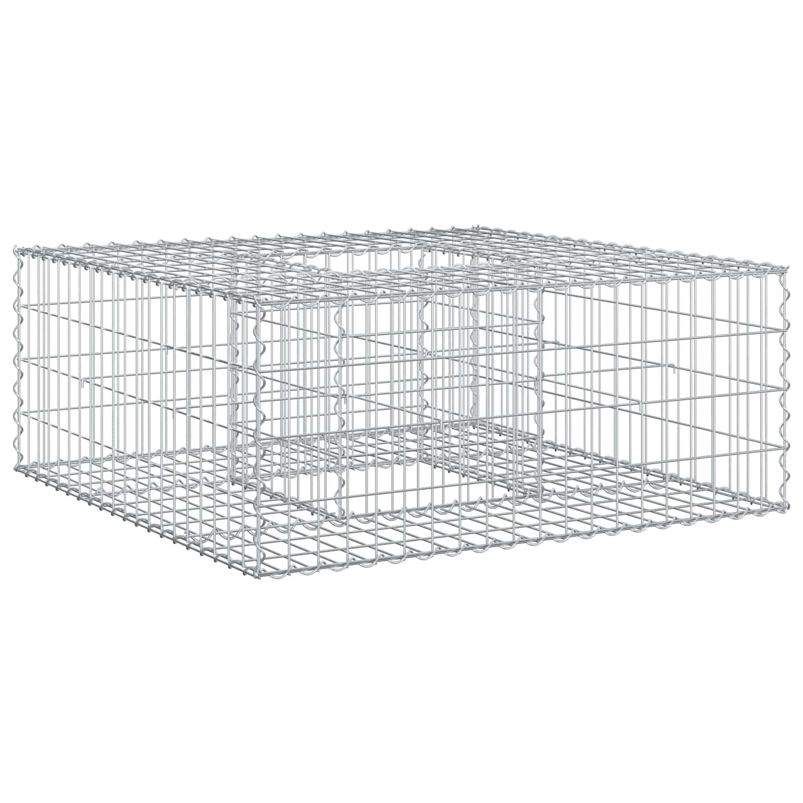 Cama elevada de gabião prateado