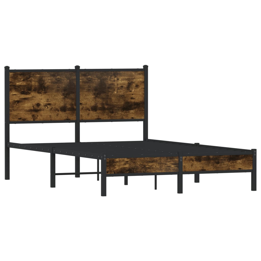 Estrutura de cama sem colchão 120x200 cm metal carvalho fumado