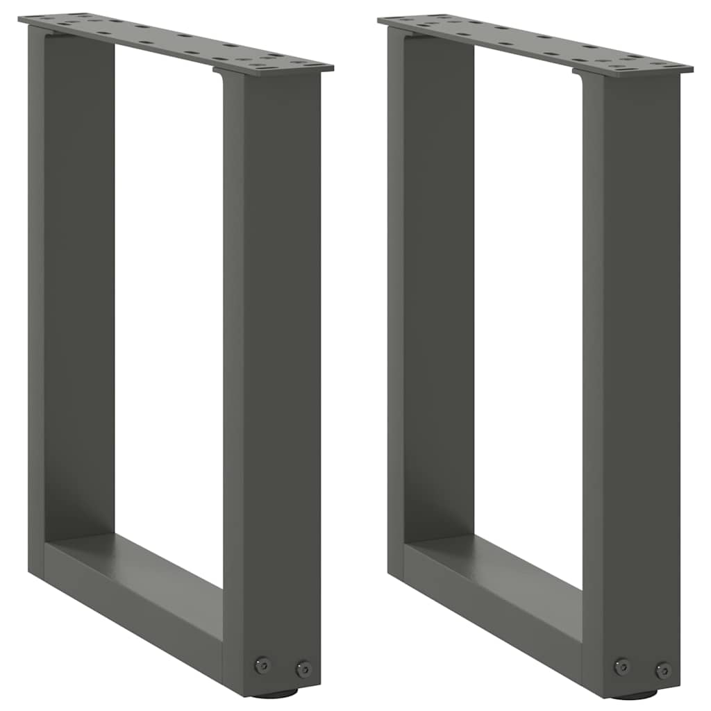Pés para mesa de centro em forma de u, 2 peças, antracite, 38x(42-43) cm, aço