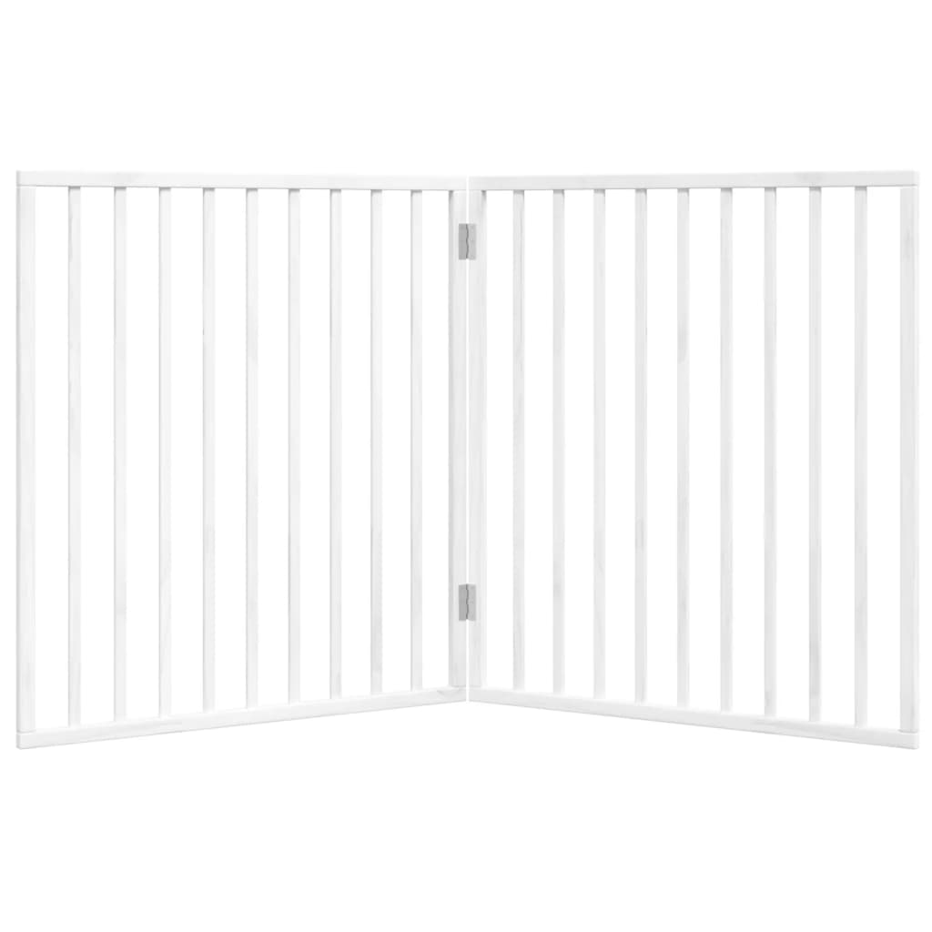 Portão para cães dobrável com 2 painéis, branco, 160 cm, madeira de álamo