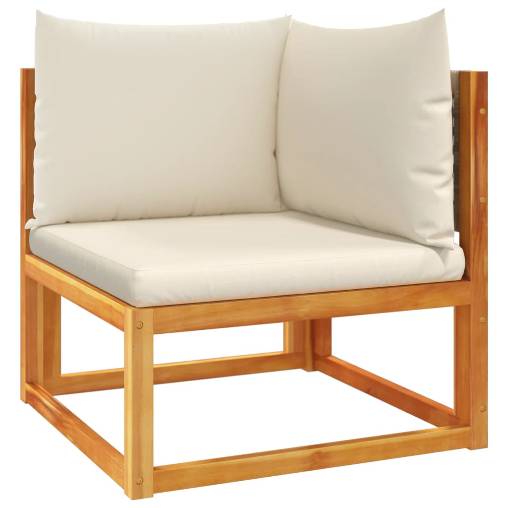 Conjunto de sofás de jardim de 5 peças com almofadas de madeira de acácia e vime