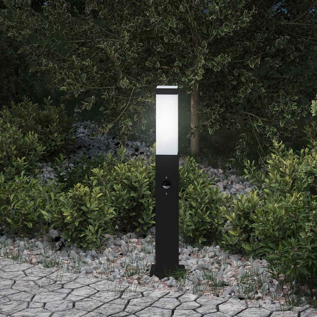 Luminária de poste com sensor, 50 cm, preta, IP44
