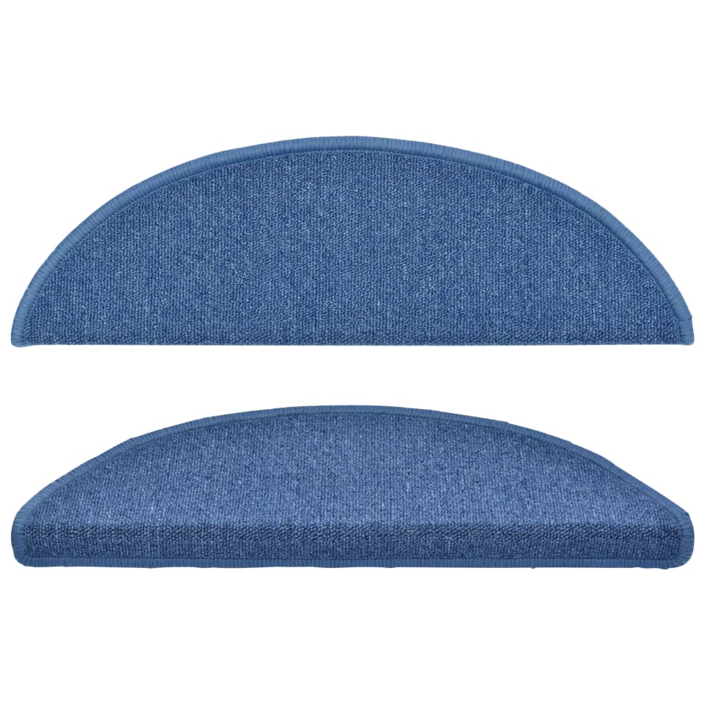Tapetes de escada 10 peças 56x17x3 cm azul semicircular