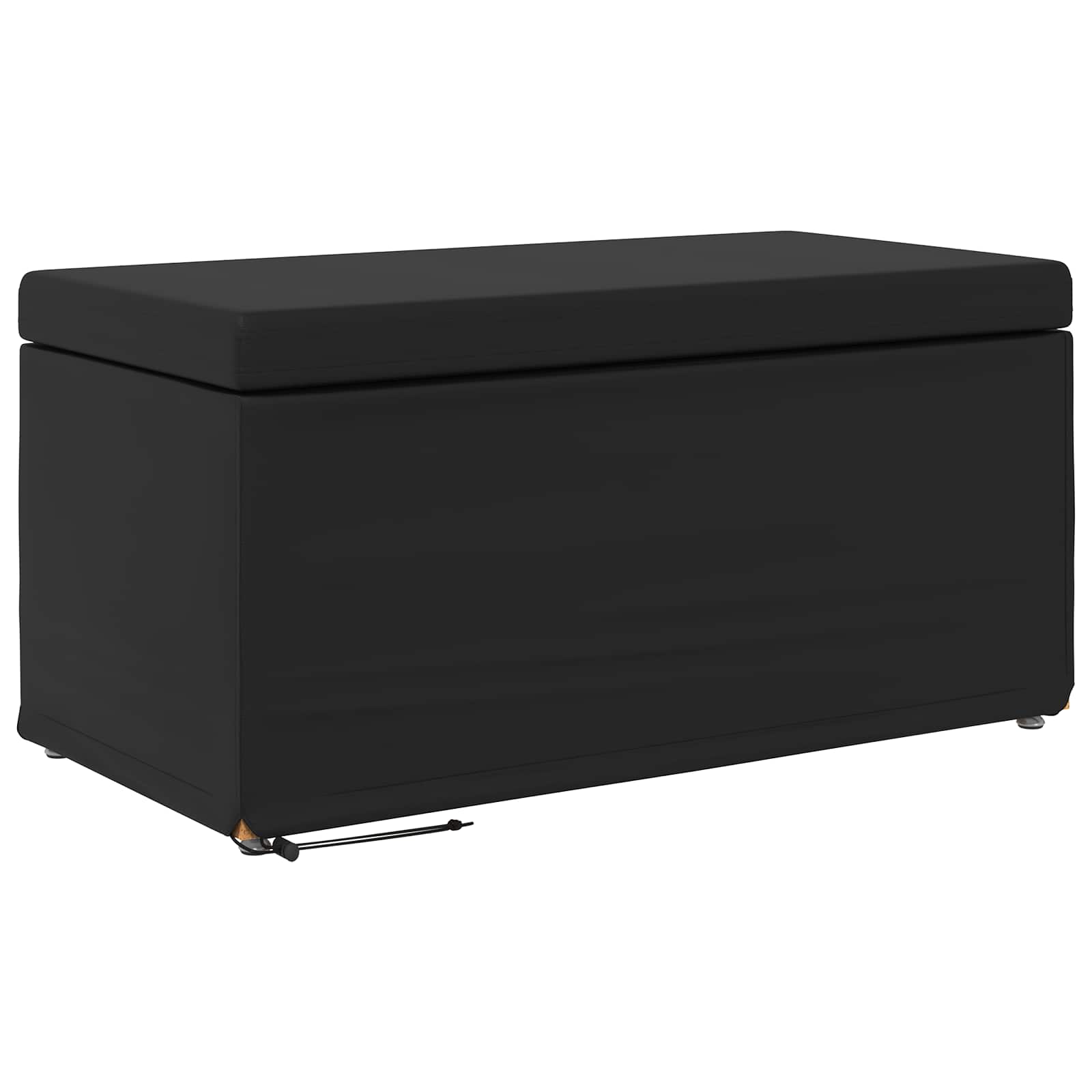 Banqueta preto couro sintético e madeira de engenharia