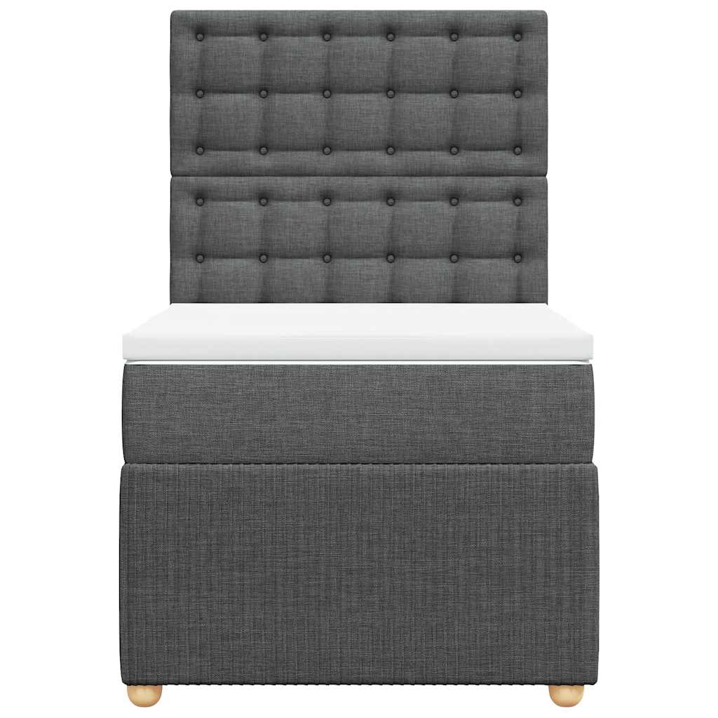 Cama com molas/colchão 100x200 cm tecido cinza-escuro