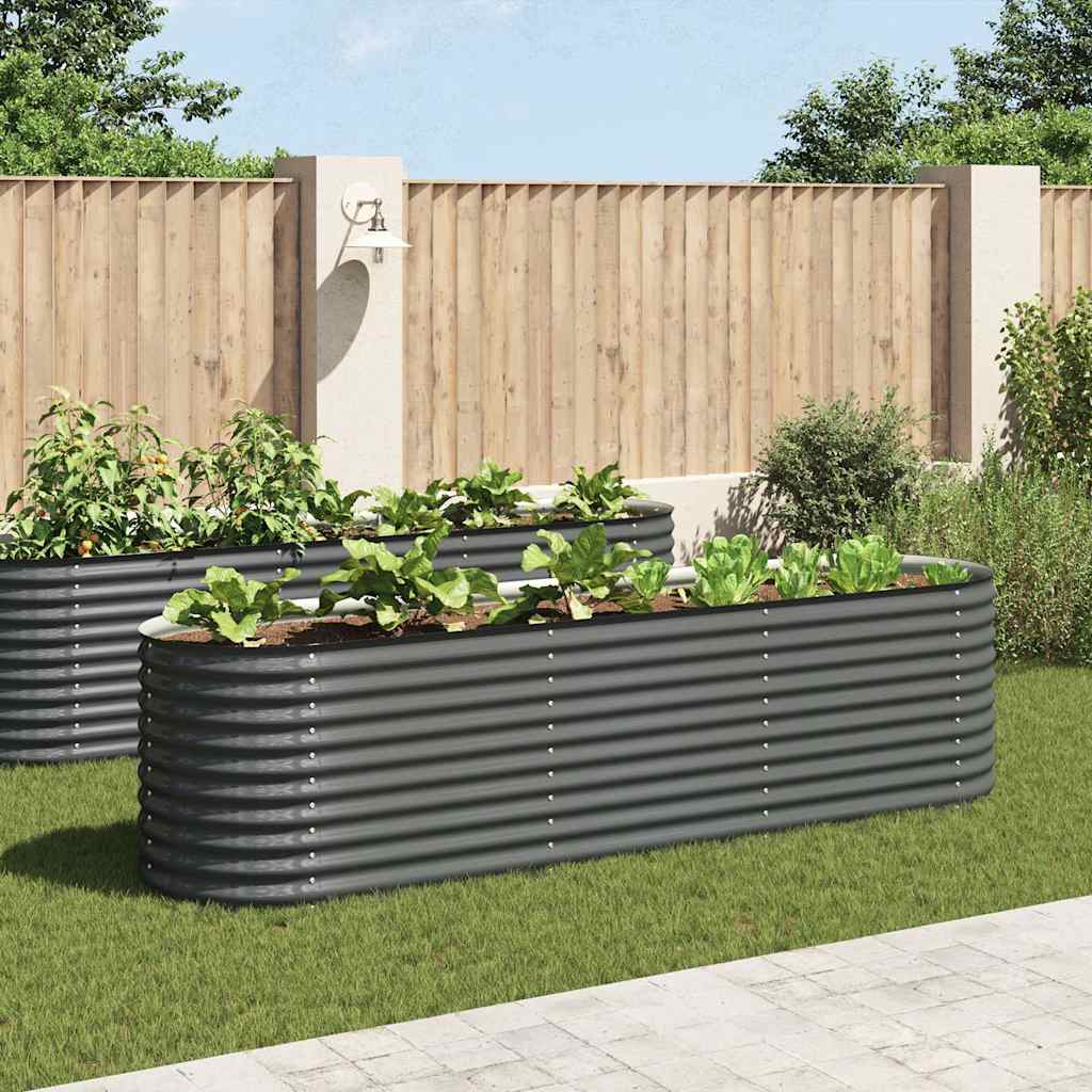 Canteiro elevado de jardim aço galvanizado 320x80x81cm cinzento