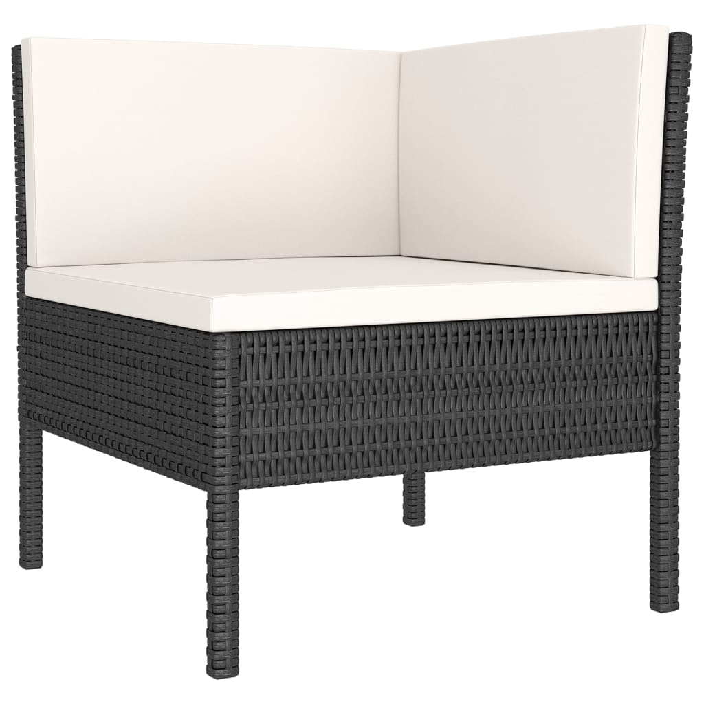 12 Pcs conjunto lounge de jardim c/ almofadões vime PE preto