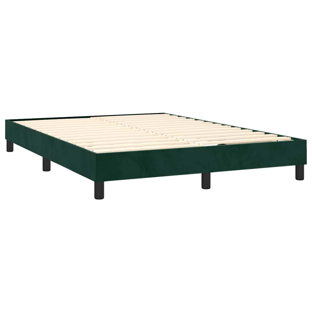 Cama com molas/colchão 140x200 cm veludo verde-escuro